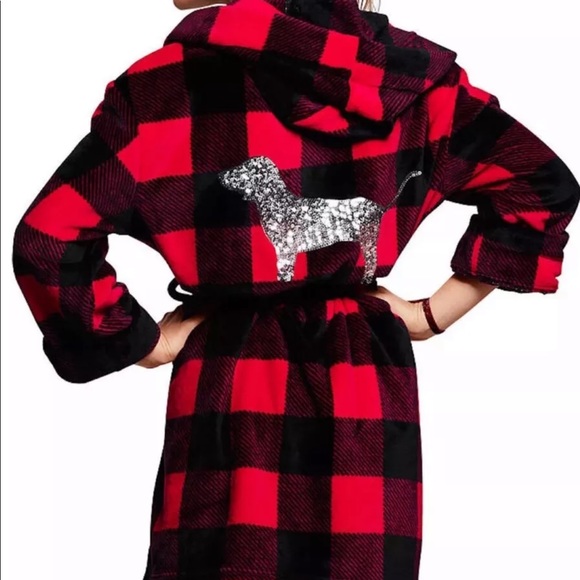 PINK VS Bling Plush Sequin Hooded Cozy NWT Robe - Picture 2 of 3